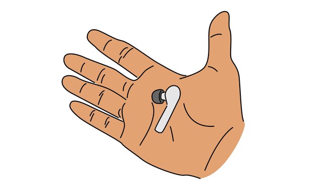 el color de la línea de la mano que sostiene el auricular inalámbrico