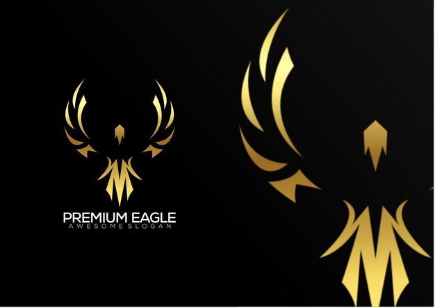 Color de lujo degradado de diseño de logotipo de águila premium