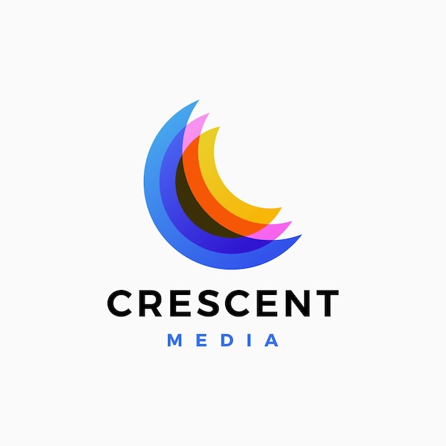 El color de la luna creciente es un gradiente colorido, el logotipo es un vector, el icono es una ilustración.