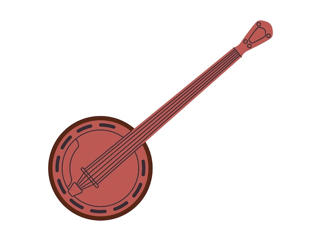 Vector color marrón banjo instrumento musical de bluegrass melodía música popular equipo tradicional