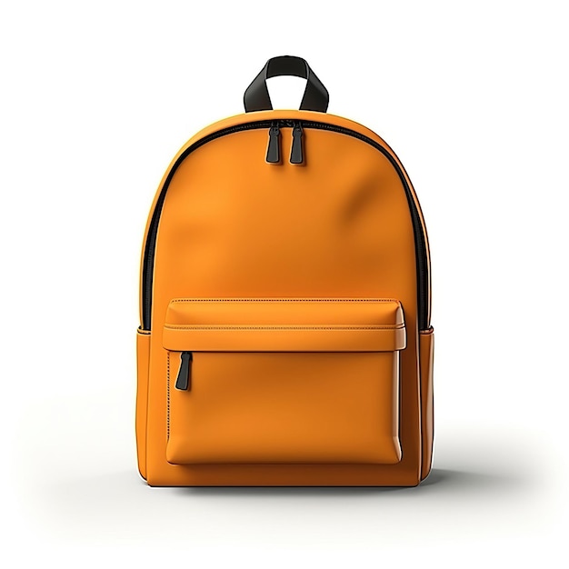 Vector color naranja mochila 3d vectorial fondo blanco aislado
