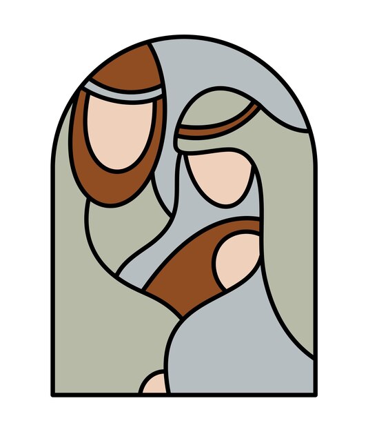 Color Navidad Vector icono cristiano religioso Natividad Escena del niño Jesús con María y José