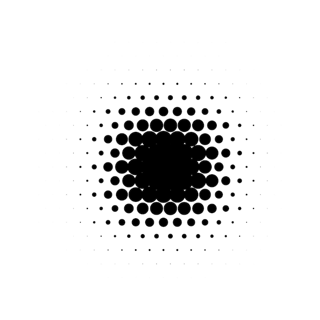 Color negro aislado forma redonda abstracta semitono punteado cómics de dibujos animados blot puntos de fondo elementos decorativos ilustración vectorial