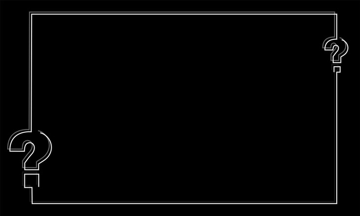 Vector color negro profundo sencillo con una línea bordeada icono de signo de pregunta en ambas esquinas plantilla para bg