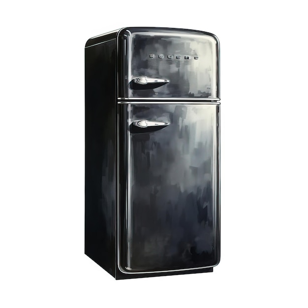 Color negro refrigerador acuarela vectorial fondo blanco