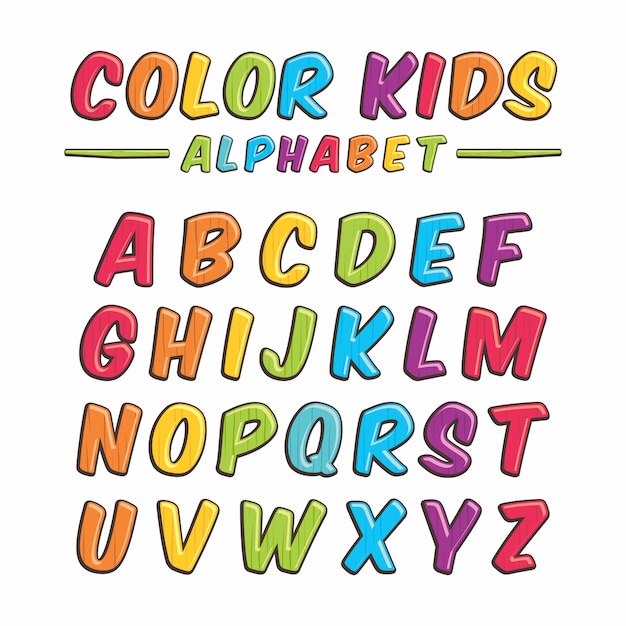 Color Niños Alfabeto Tipografía Madera