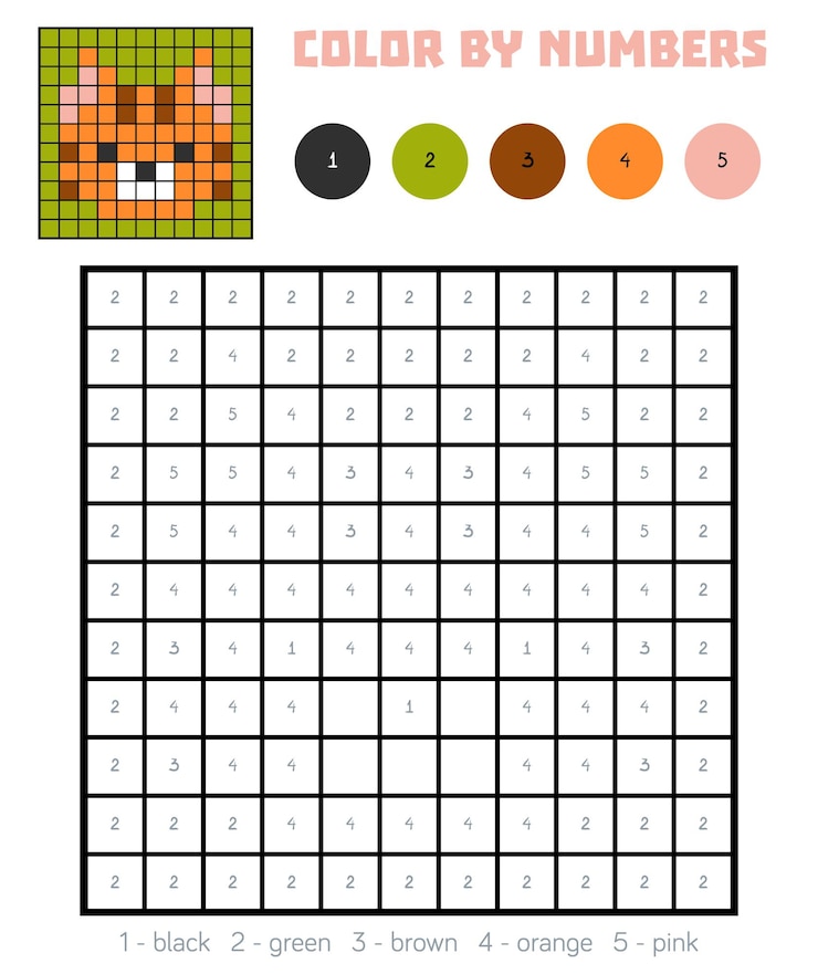 Vector color por número, juego educativo para niños, gato
