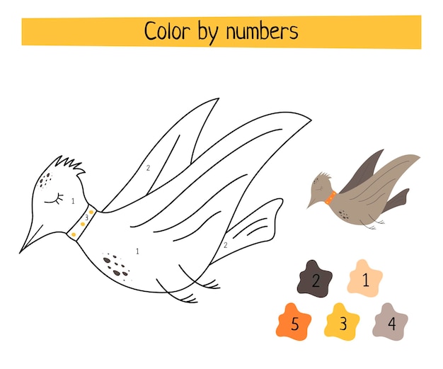 Color por números: juego educativo para niños. Vector de dibujos animados escandinavo.