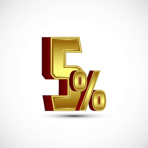 Color oro 5 por ciento etiqueta de descuento 3D pegatina símbolo de venta de gran oferta etiqueta de oferta especial