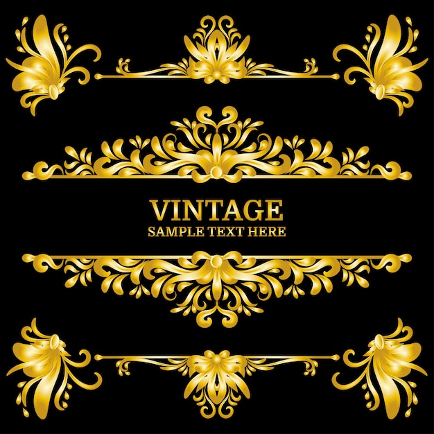 Vector color oro decoraciones vintage elementos