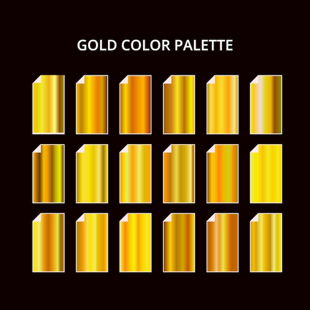 Vector color_palette_28paleta de colores de metal dorado amarillo. textura de acero