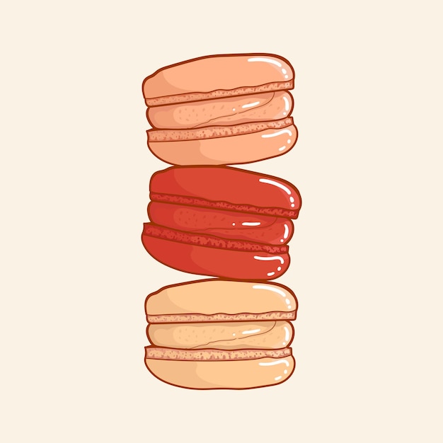 Vector color pastel de arte macaron dibujado a mano