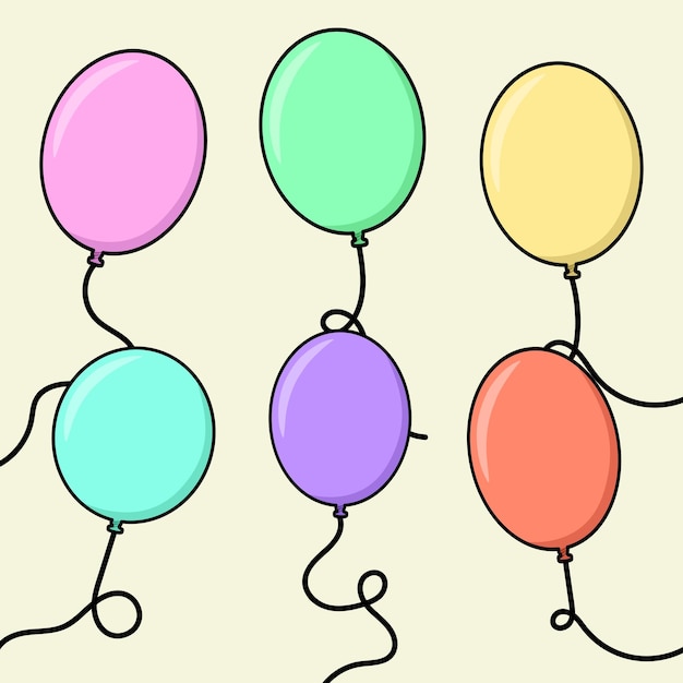 El color pastel suave de los globos flotantes voladores establece una ilustración plana simple