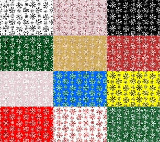 Color de patrón minimalista de Navidad y Año Nuevo en forma de copos de nieve. imagen vectorial 12 en 1