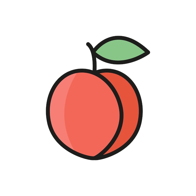 El color peach plano con tonos de gradiente adecuado para catálogos de frutas o elementos de la interfaz de usuario