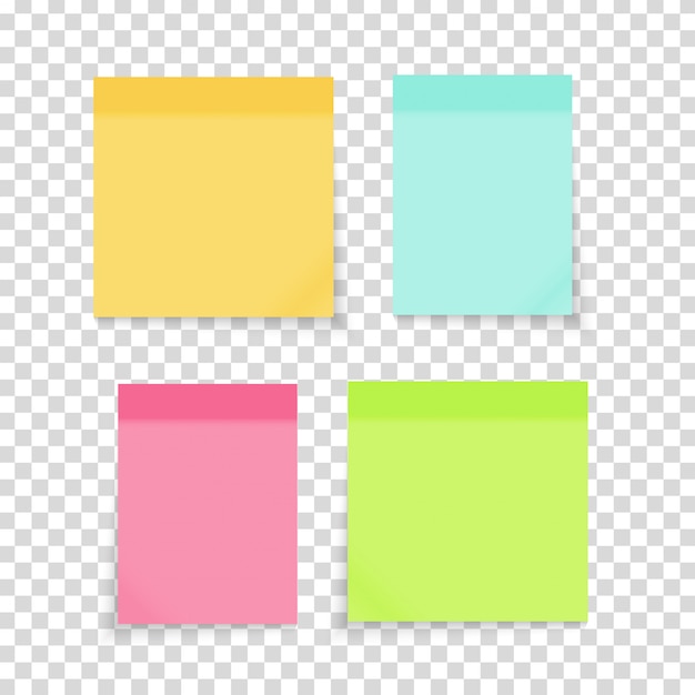 Color pegatinas de nota de papel vacía para texto de oficina o mensajes de negocios. Ilustración vectorial