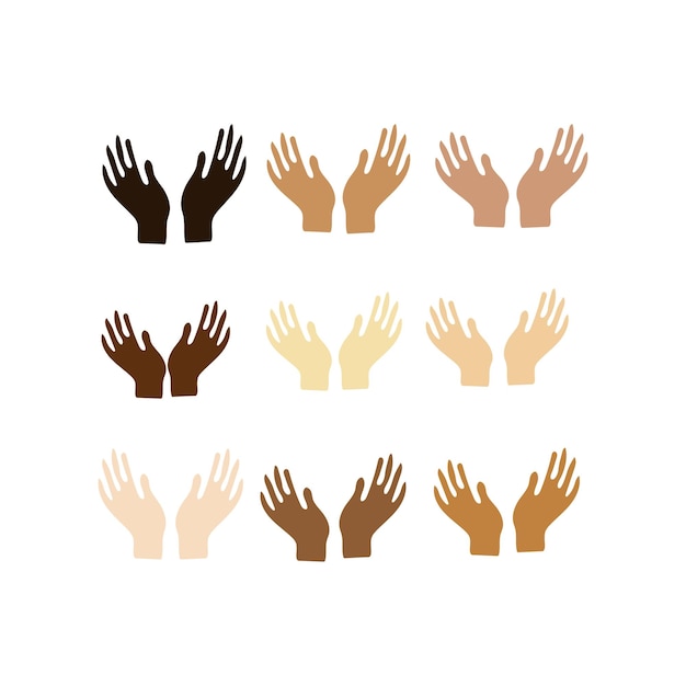 El color de la piel establece el vector de la mano libre