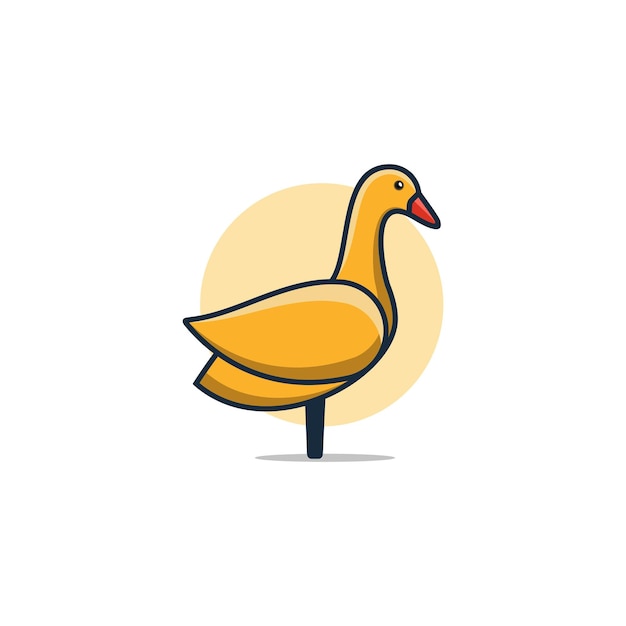 Color plano de vector de diseño de logotipo abstracto de pato