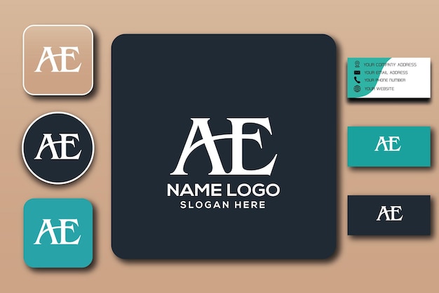 Color de plantilla de logotipo de monograma AE editable