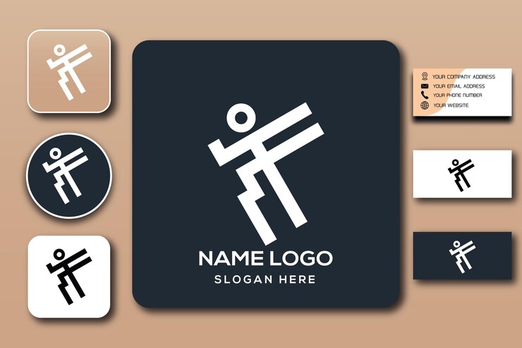 Color de plantilla de logotipo de monograma de ejecución de combinación F editable