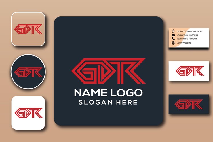 Vector color de plantilla de logotipo de monograma gdtr editable