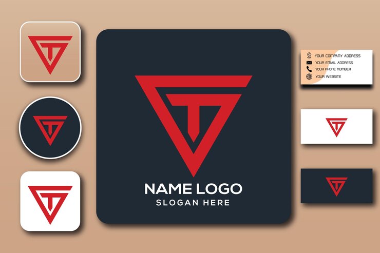 Color de plantilla de logotipo de monograma GT editable