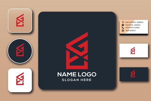 Color de plantilla de logotipo de monograma GT editable