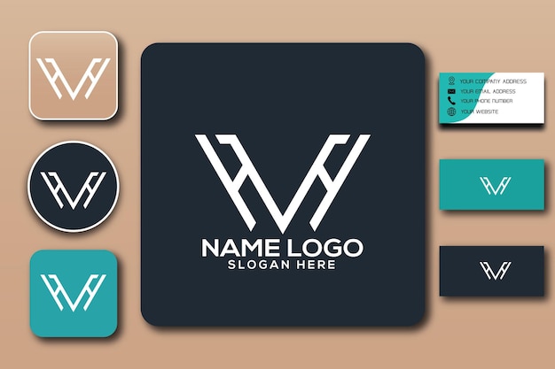 Color de plantilla de logotipo de monograma HVH editable