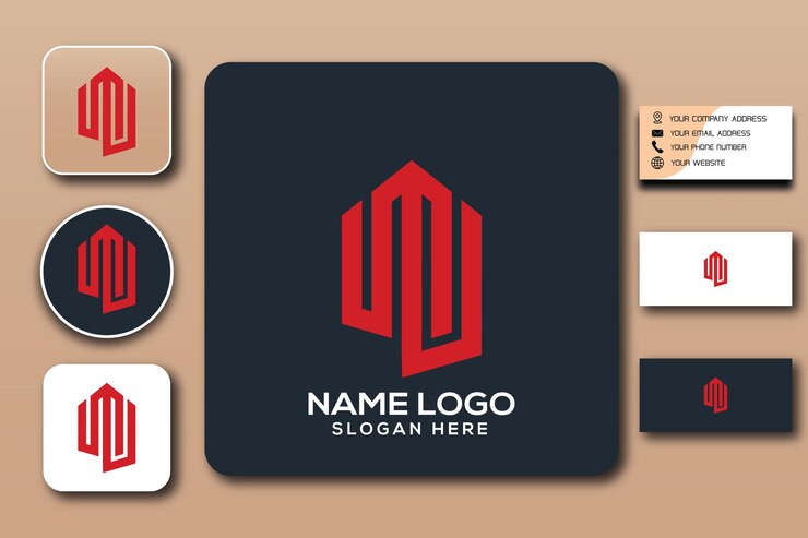 Color de plantilla de logotipo de monograma de IMU editable
