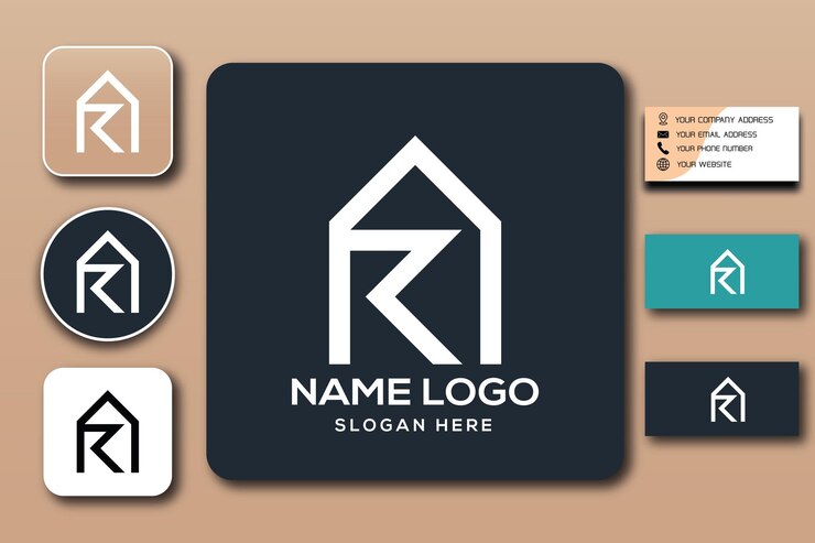 Vector color de plantilla de logotipo de monograma de inicio de combinación de r editable
