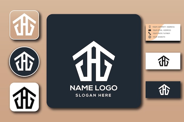 Color de plantilla de logotipo de monograma JAG editable