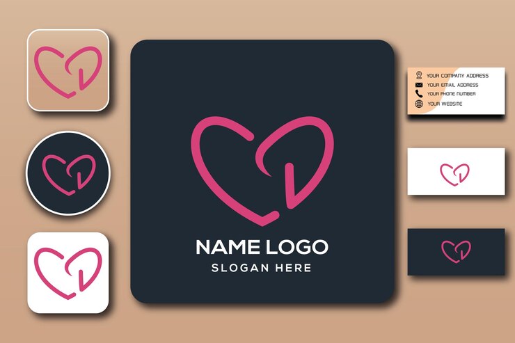 Color de plantilla de logotipo de monograma LD editable