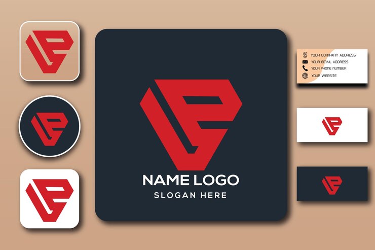 Color de plantilla de logotipo de monograma LP editable