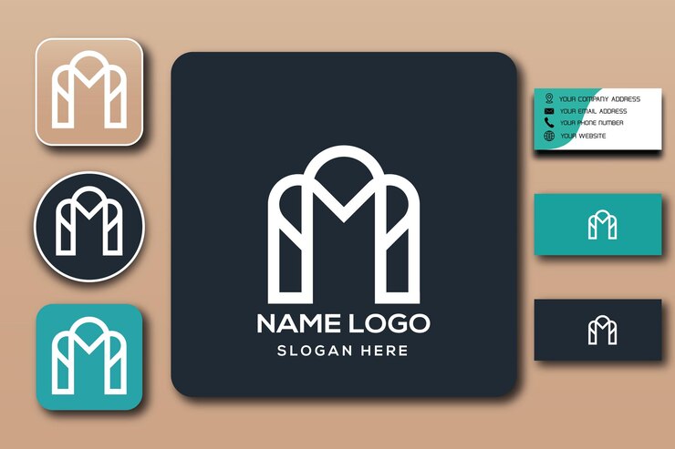 Color de plantilla de logotipo de monograma M editable