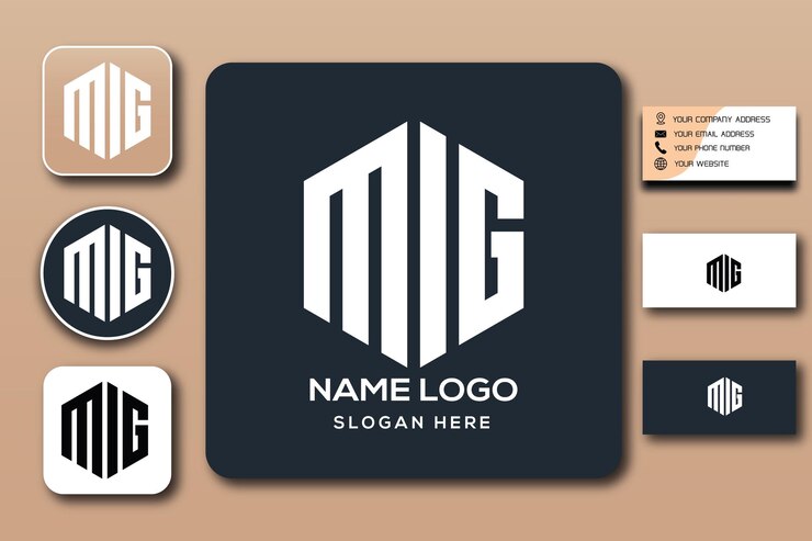 Color de plantilla de logotipo de monograma MIG editable