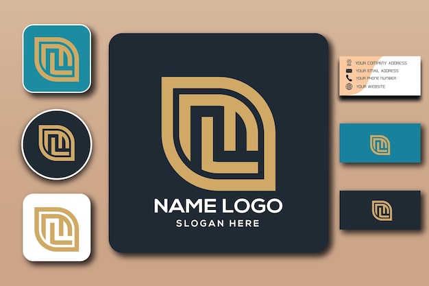 Color de plantilla de logotipo de monograma MLO editable