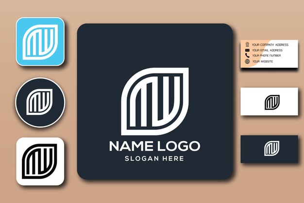 Color de plantilla de logotipo de monograma de MW editable