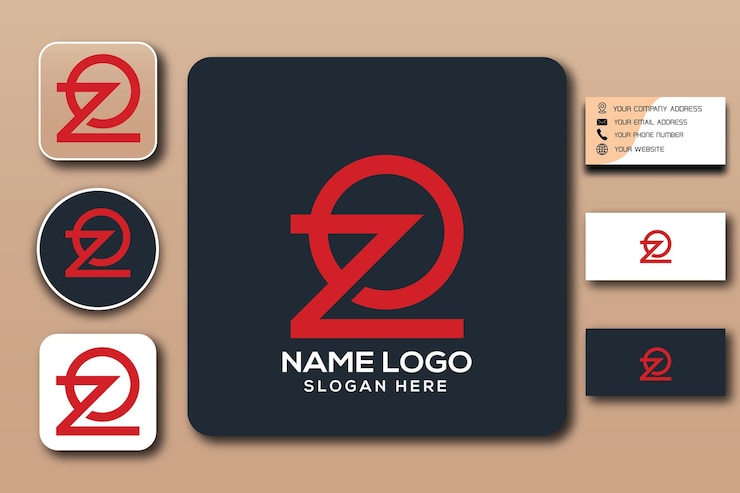 Color de plantilla de logotipo de monograma OZ editable