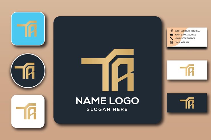 Color de plantilla de logotipo de monograma TA editable