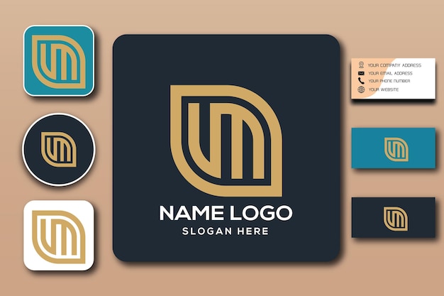 Color de plantilla de logotipo de monograma de UM editable