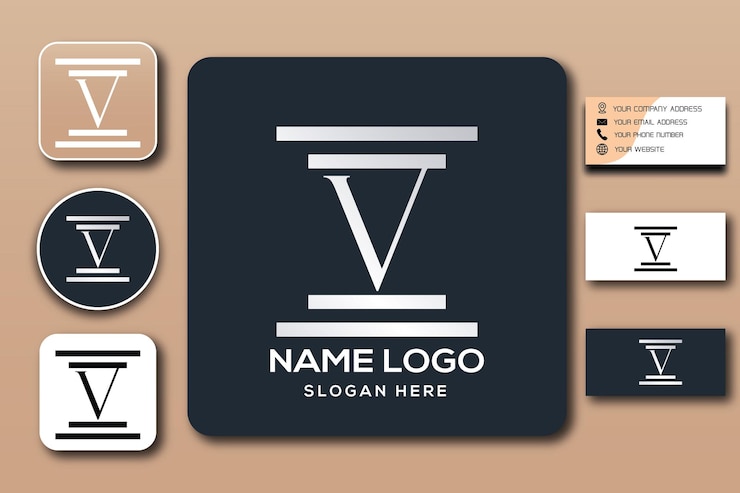 Vector color de plantilla de logotipo de monograma v editable