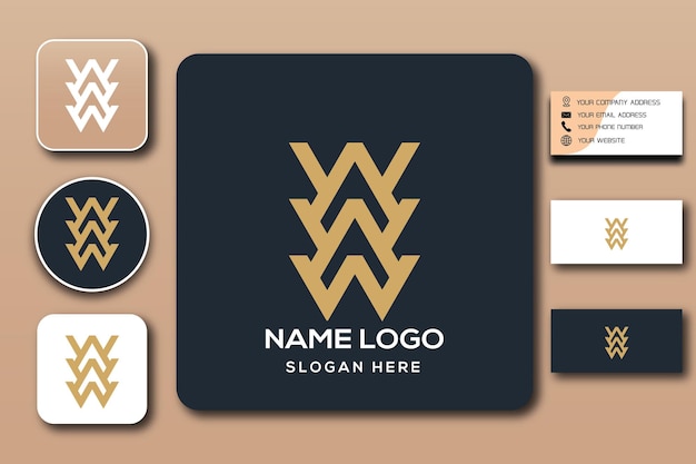Color de plantilla de logotipo de monograma WA editable