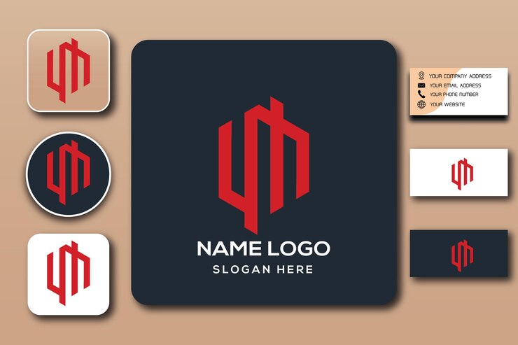 Vector color de plantilla de logotipo de monograma ym editable