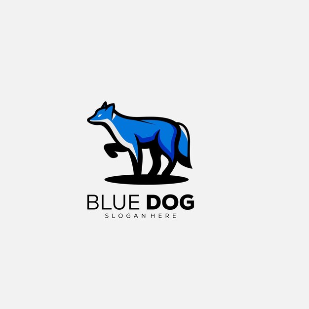 Color de plantilla de logotipo de perro mascota degradado