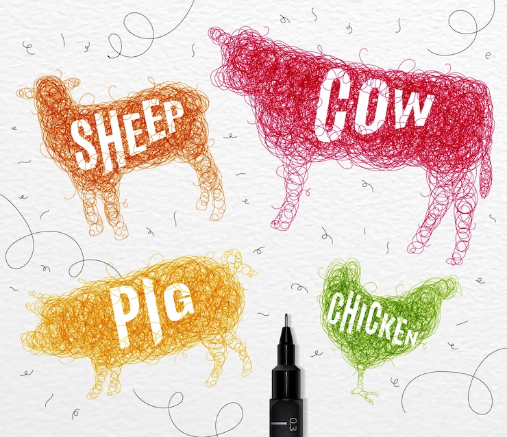 Vector color de pollo enredado