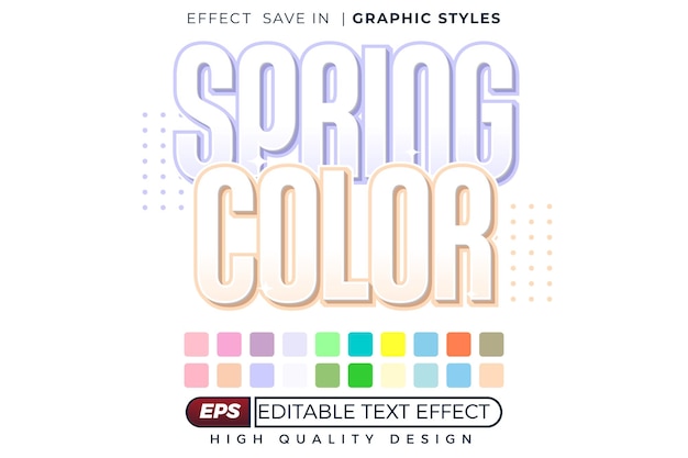 Color de primavera con efecto tet 3D editable