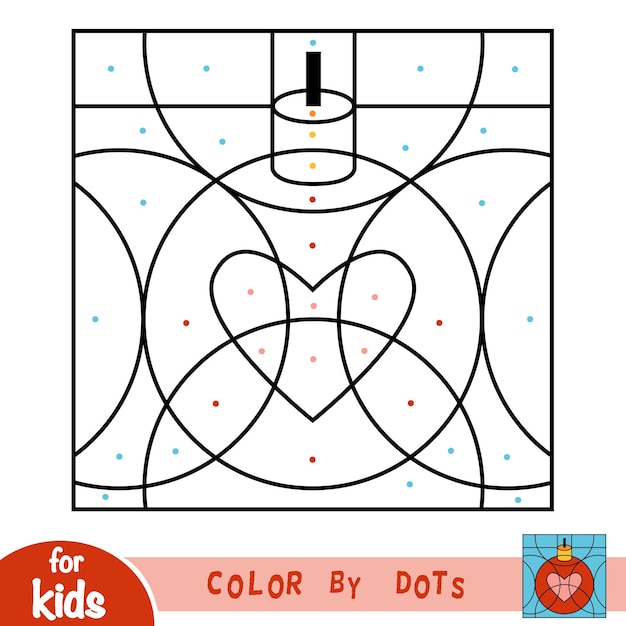 Color por puntos, juego educativo para niños, bola navideña