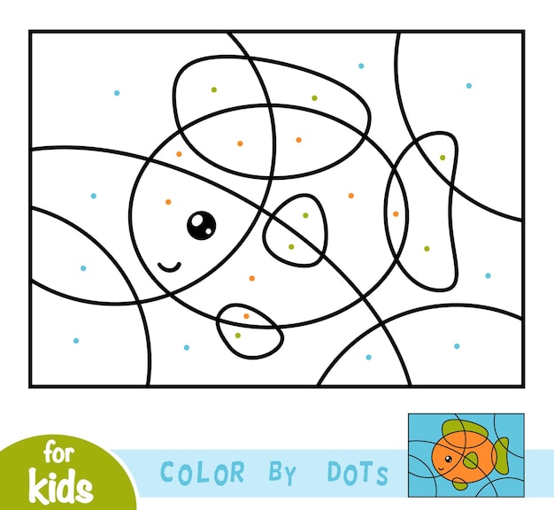 Color por puntos, juego educativo para niños, peces