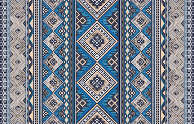 Color retro Navajo tribu vector patrón sin costuras. Impresión de arte geométrico de fantasía azteca. Fondo de pantalla