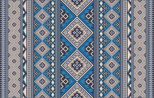 Color retro Navajo tribu vector patrón sin costuras. Impresión de arte geométrico de fantasía azteca. Fondo de pantalla